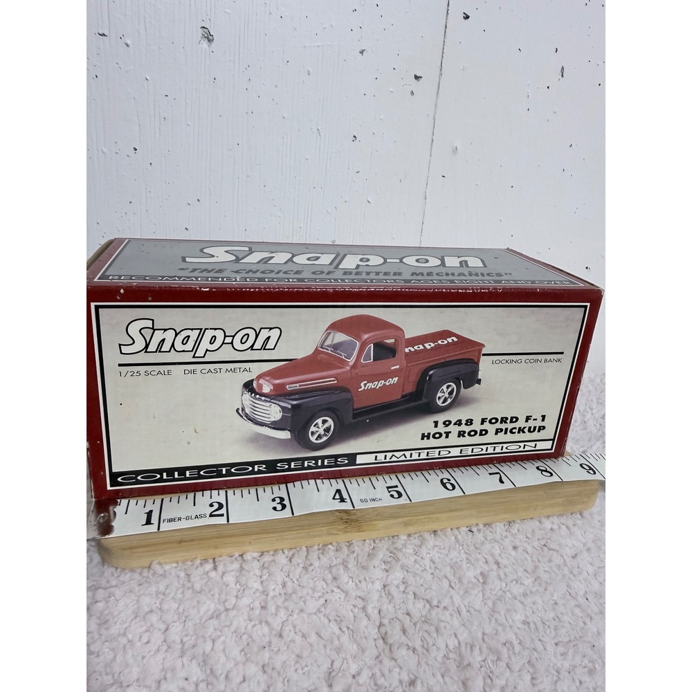Snap-on Tools 1948 Ford F-1 Hot Rod Pickup 1/25 Scale Die-Cast Coin Bank Red